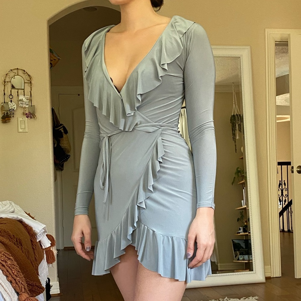 Revolve cloud blue - pastel ruffled dress